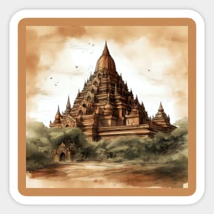 Historical illustration of Bagan, Myanmar Sticker